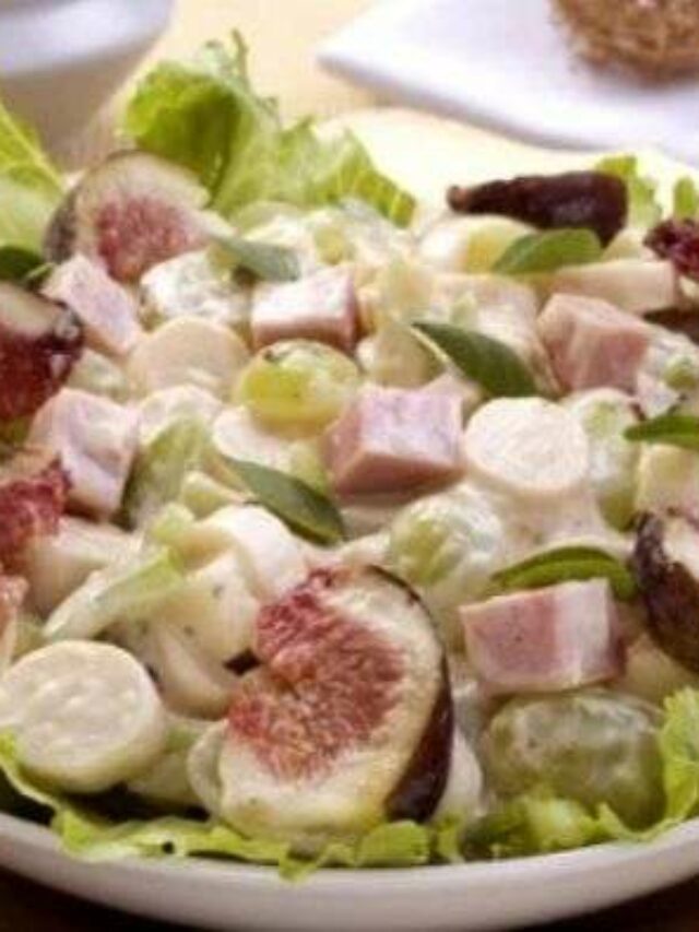 Salada verde de figo com presunto e palmito